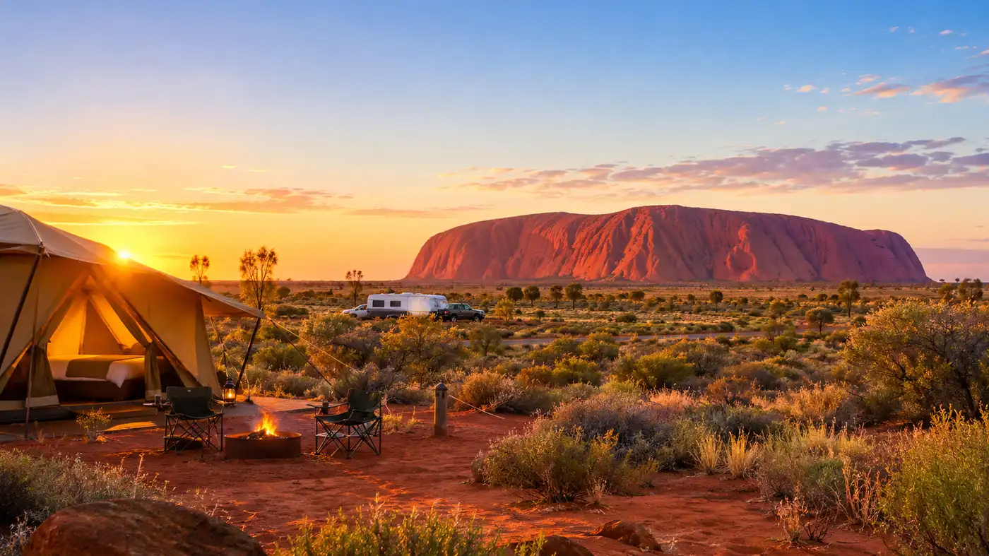 Acampamento no Uluru: Acampamentos, Parques de Caravanas e Glamping